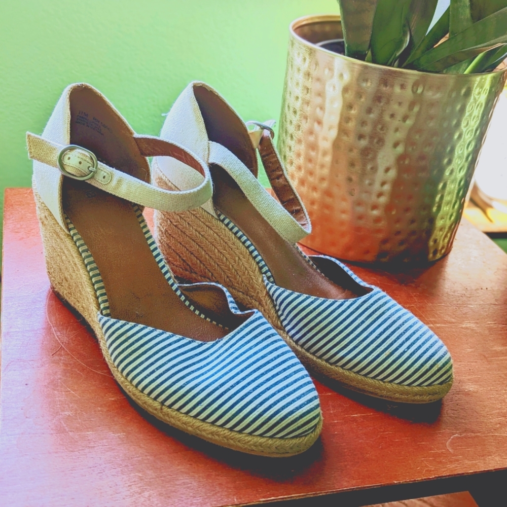 Striped Wedge Sandals